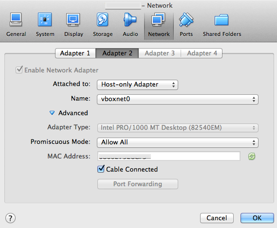 adapter type in virtualbox for mac. network